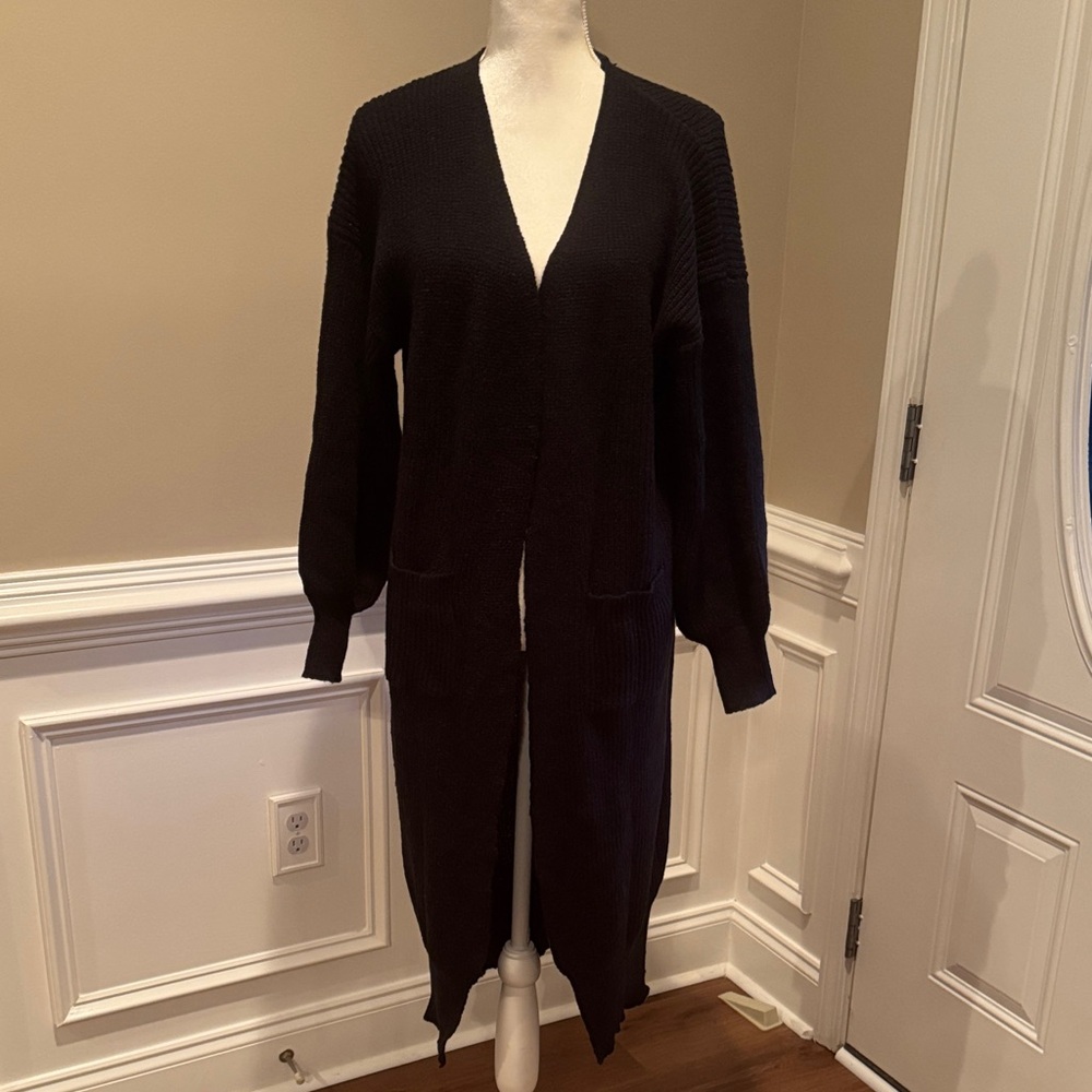Women's Black Long Cardigan Sweater